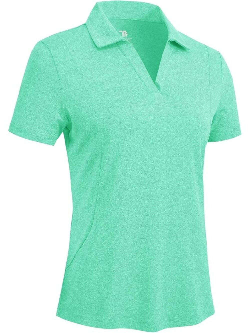 Women's Aqua Golf Shirts Short Sleeve Dry Fit V Neck Collared Tennis Tops